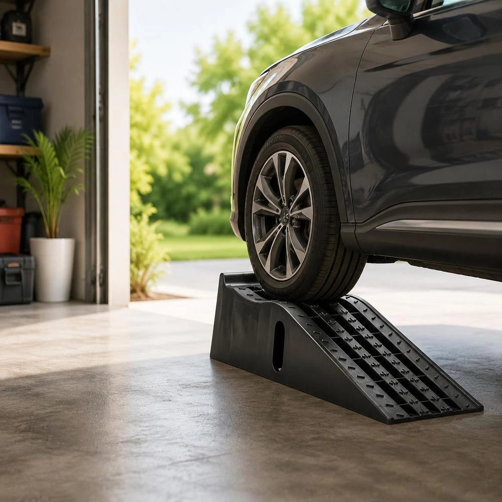 Car Ramps, 2 Pcs., 155 Mm Lifting Height, Portable Car Service Ramps For Garage Maintenance, Oil Changes, And Truck Repairs, 1474 Kg Load Capacity (per Ramp), Black