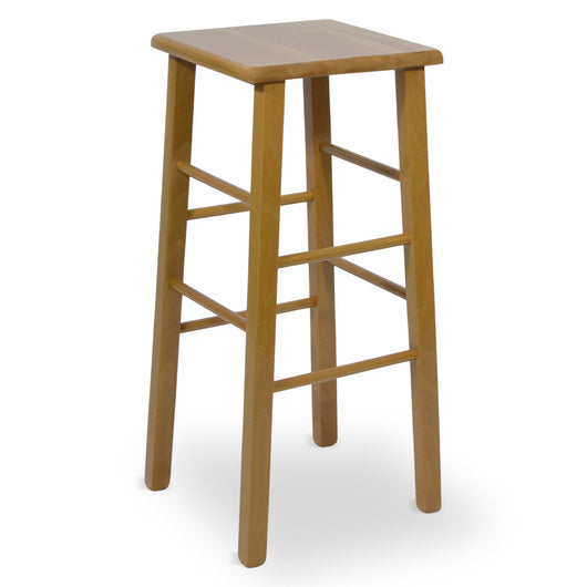 Sgabello bar alto 73 cm in legno noce chiaro seduta quadrata in legno massello