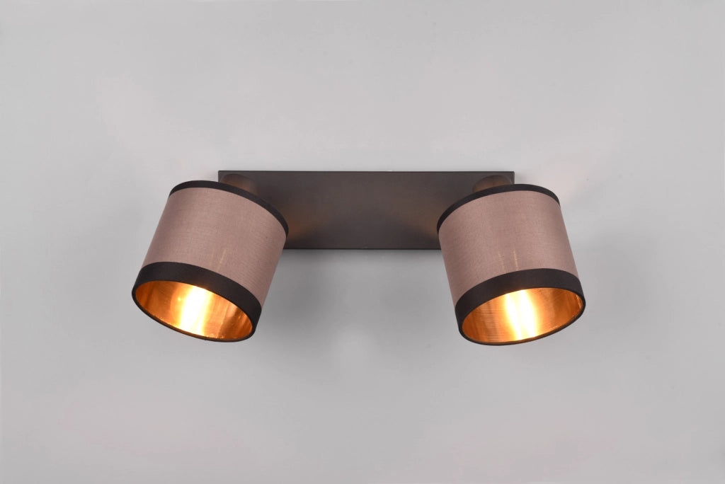 Plafoniera a barra nera RL DAVOS 2 faretti E14 10W