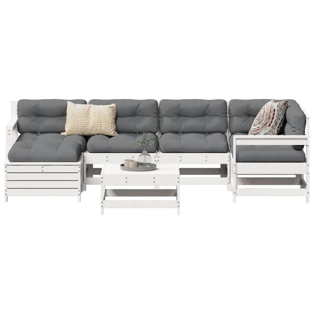 Set Divani da Giardino 7 pz Bianco in Legno Massello di Pino 3250941