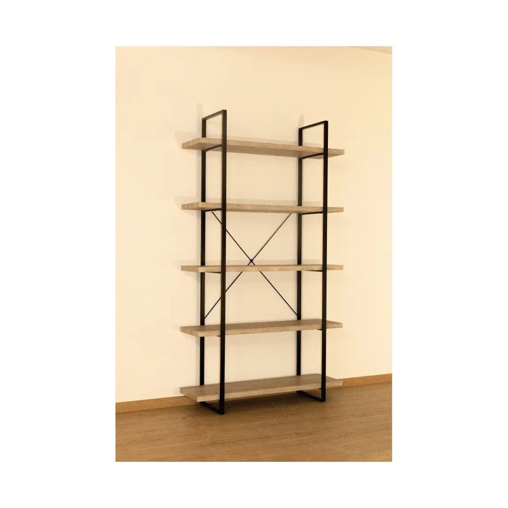 Scaffalatura industriale SHELVES – 5 ripiani – Legno e metallo – Design loft alla moda