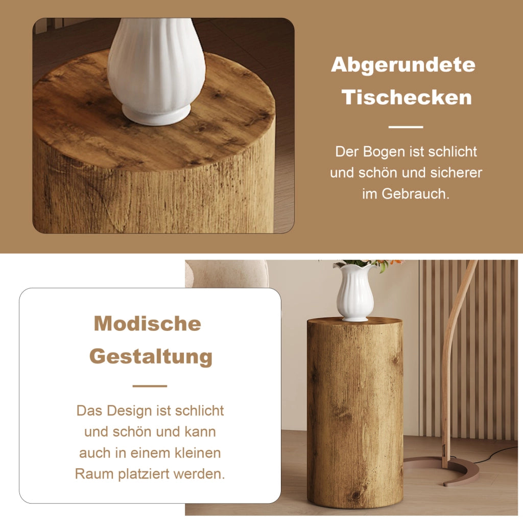 Tavolino rotondo cilindrico in MDF effetto legno Ø 30 x 55 cm