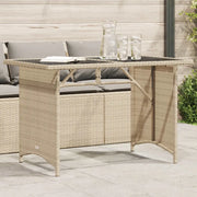 Tavolo da Giardino Piano in Vetro Beige 110x68x70 cm Polyrattan
