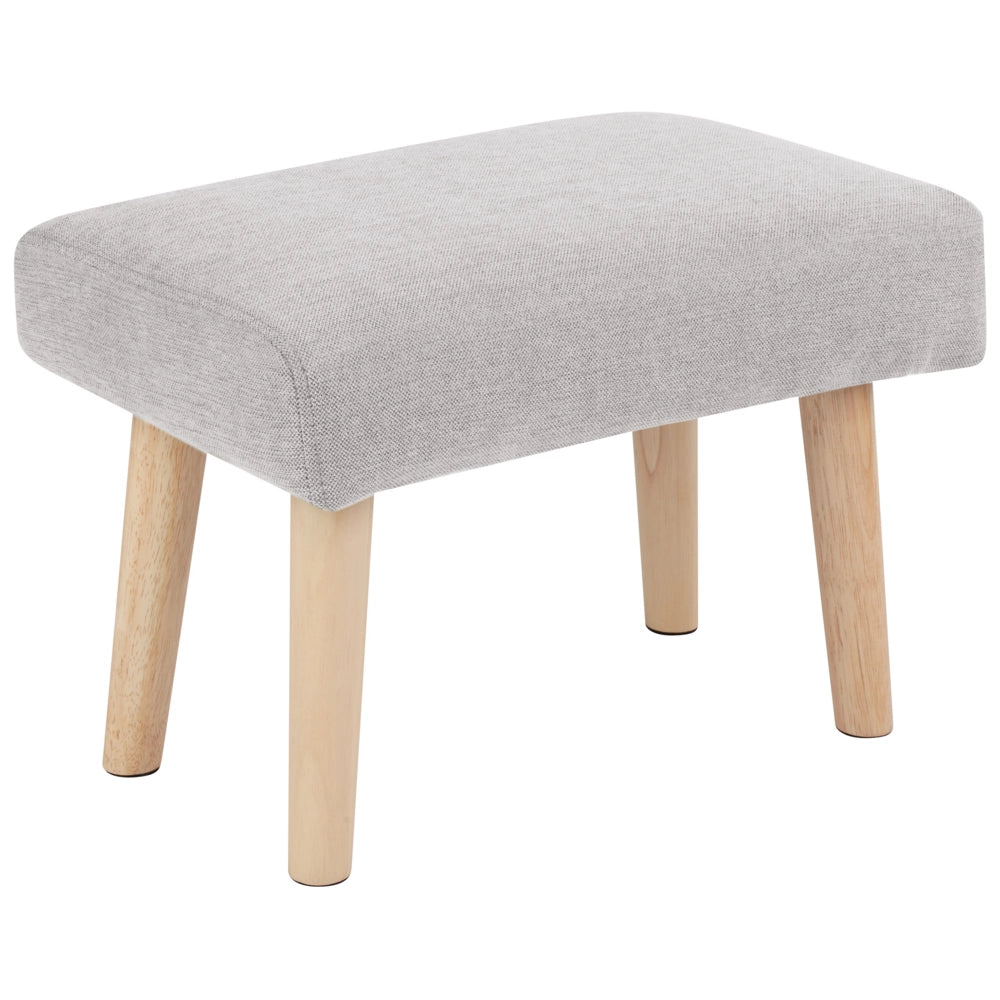 Poggiapiedi in poliestere grigio chiaro con gambe in legno Camera da letto Soggiorno Accessori per sedersi