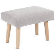 Poggiapiedi in poliestere grigio chiaro con gambe in legno Camera da letto Soggiorno Accessori per sedersi