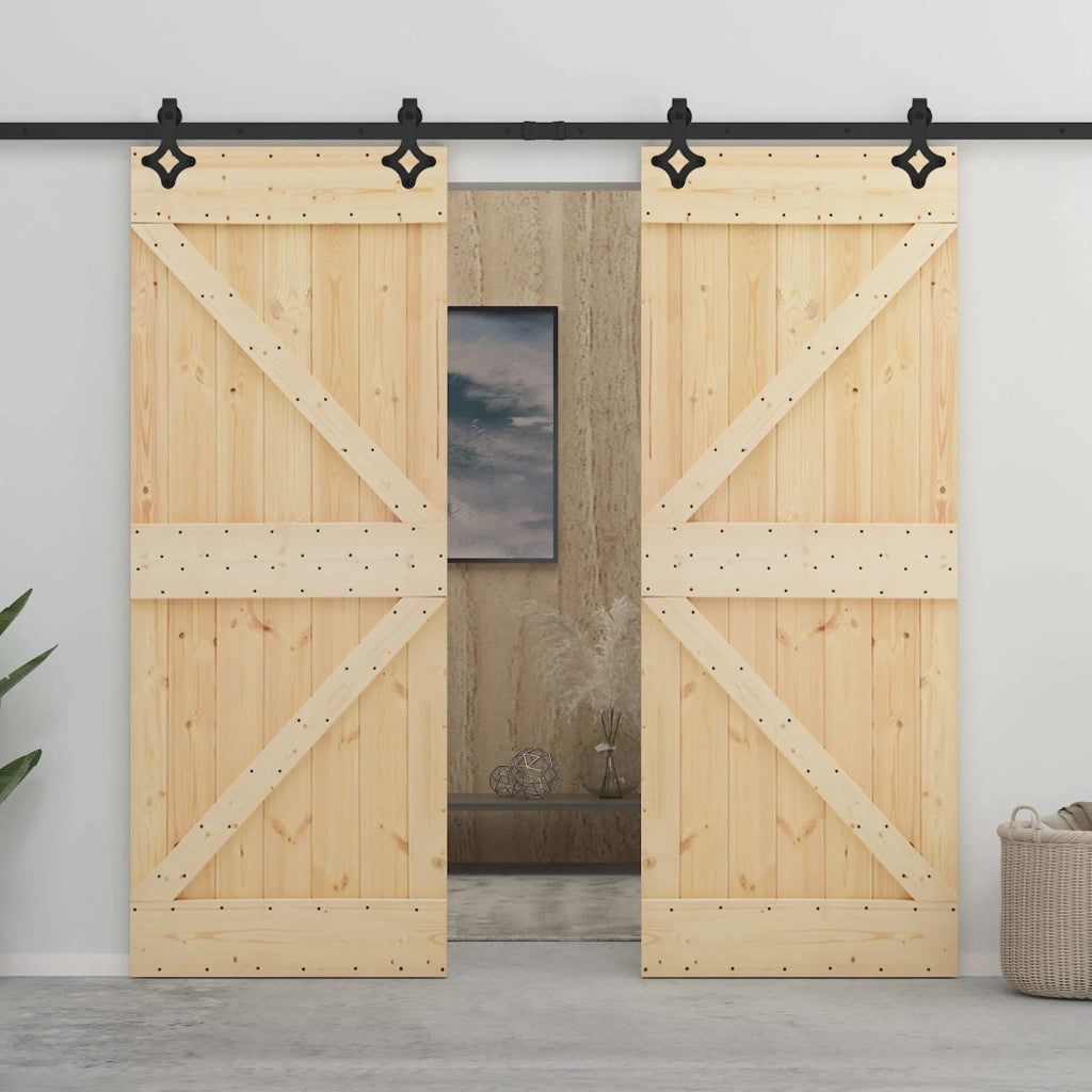Porta scorrevole Naturale e Nero 90 x 210 cm 3444859