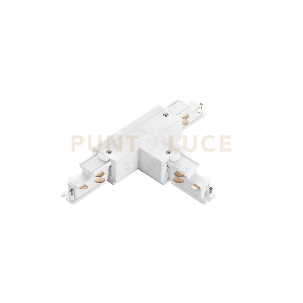 LED-RAIL-T-SX1-DA-BCO CONNESSIONE A T SINISTRA ENTRATA L N + CAVO DI TERRA PER BINARIO TRIFASE RAIL DALI BIANCO 20X11,5X3,3CM