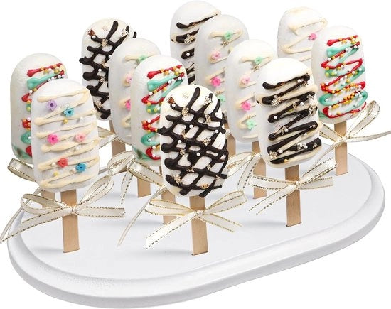 Display per dolci in legno - 12 aperture Display per cake pops - Ovale supporto per torte per tavola da dessert - Adatto per cupcake, lollipop, matrimoni e feste