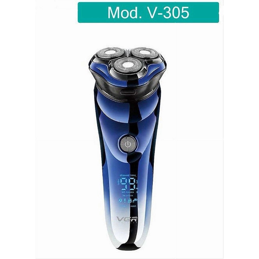 Trade Shop - Rasoio Elettrico Impermeabile Regolabarba Senza Fili Batteria Ricaricabile V-305 -