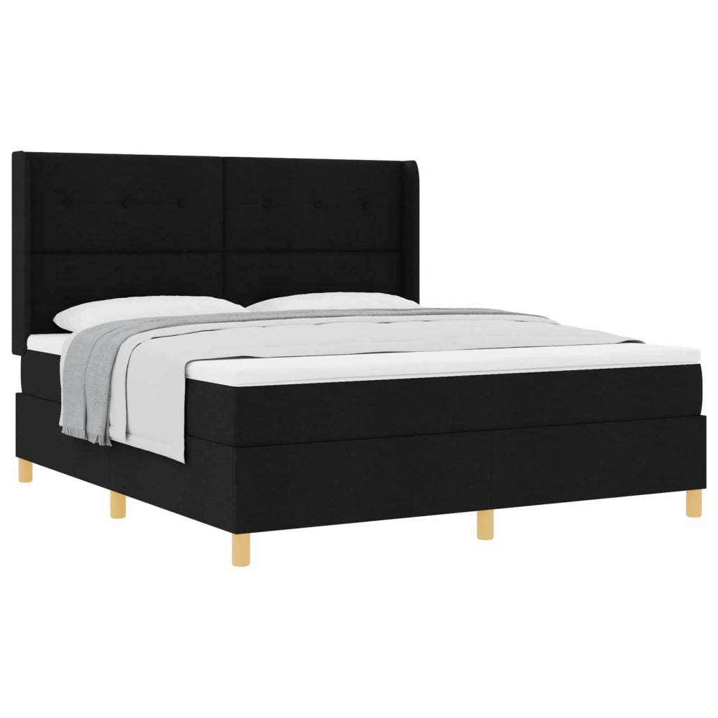 Letto a molle con materasso Nero 180 x 200 cm Tessuto