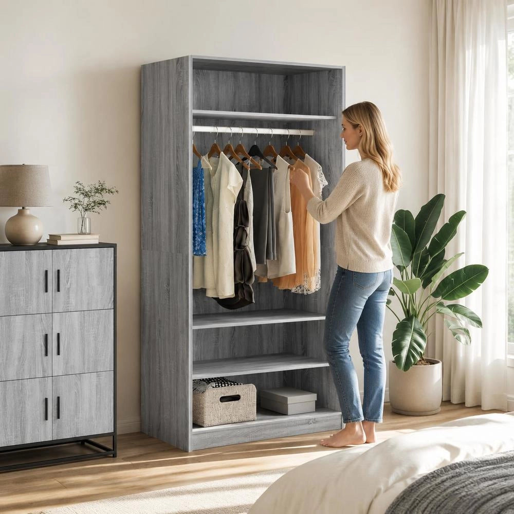 Wardrobe Grey Sonoma 100x50x200 Cm Wood-based Material