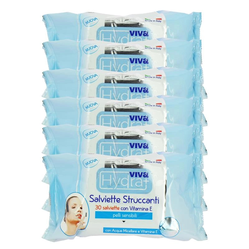 MAURY'S SET 6CF SALVIETTE DETERGENTI UMIDIFICATE STRUCCANTI 3IN1 30PZ PELLI SENSIBILI