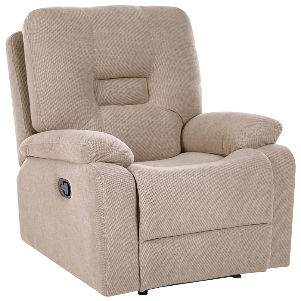 Poltrona Reclinabile Tortora Beige Schienale Poggiapiedi Regolabili Manualmente