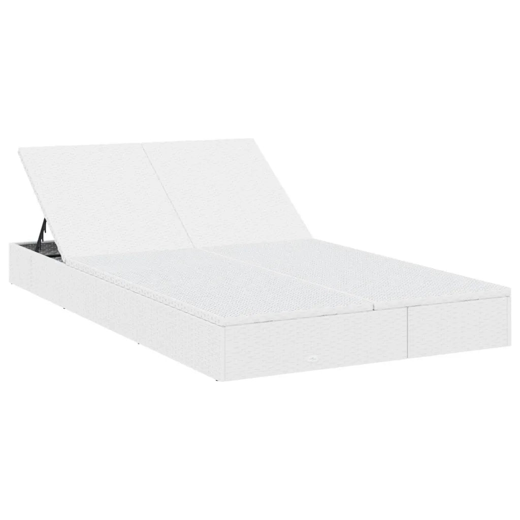 Lettino Prendisole 2 Persone con Cuscini Bianco in Polyrattan 319648