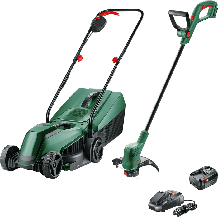 Bosch Kit Taglio Prato 18V EasyMower 32 cm + EasyGrassCut 26 cm con Batteria 4.0Ah