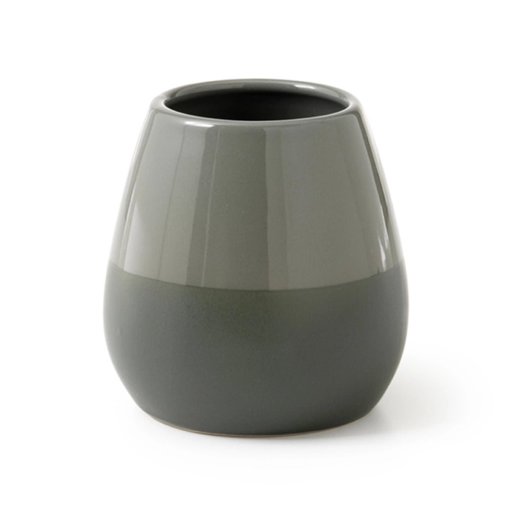 PORTA SPAZZOLINI DA APPOGGIO IN CERAMICA MODELLO WILMA - DIM. CM (LXPXH): 8,7X8,7X9 - VERDE SALVIA  - GDY