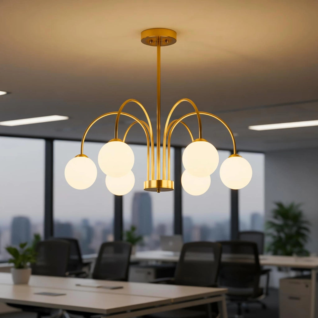 Lampadario Moderno 6 Luci Sfera G9 Lampada Sospensione Bronzo Pendente Luce Tavolo Cucina Soggiorno Camera Letto