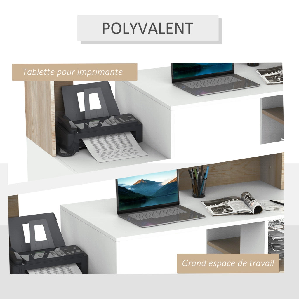 Scrivania con 2 cassetti e ripiani ¨C zephmum ¨C Rovere 137x55x92 cm