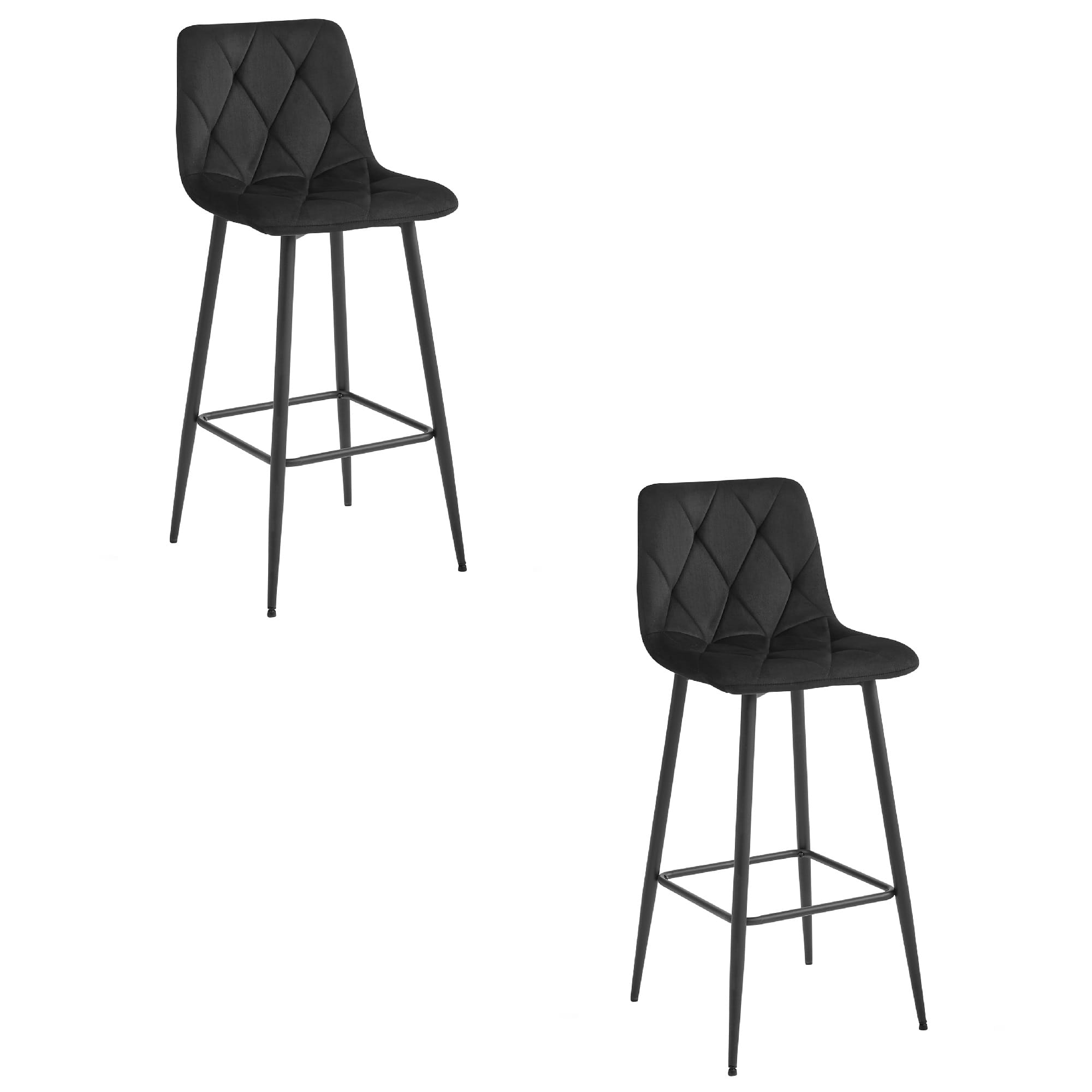 Sgabello da bar in velluto nero Valora KODA STOOL x2