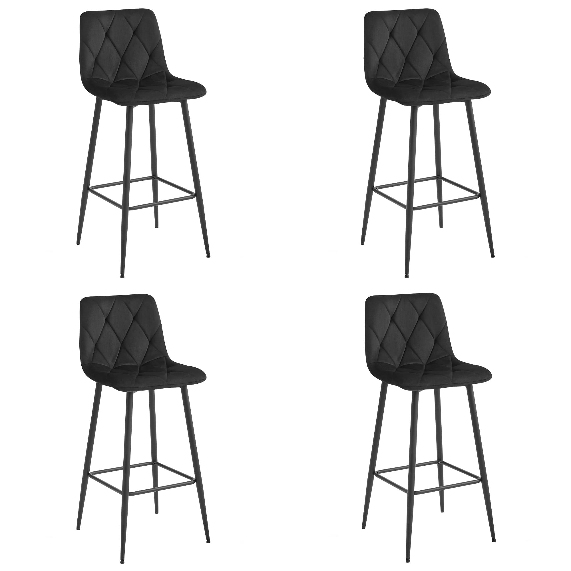 Sgabello Valora KODA in velluto nero con gambe nere x4