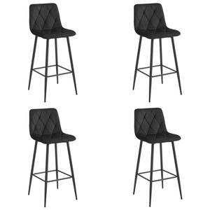 Sgabello Valora KODA in velluto nero con gambe nere x4