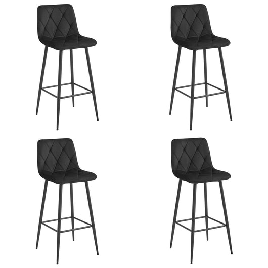Sgabello Valora KODA in velluto nero con gambe nere x4