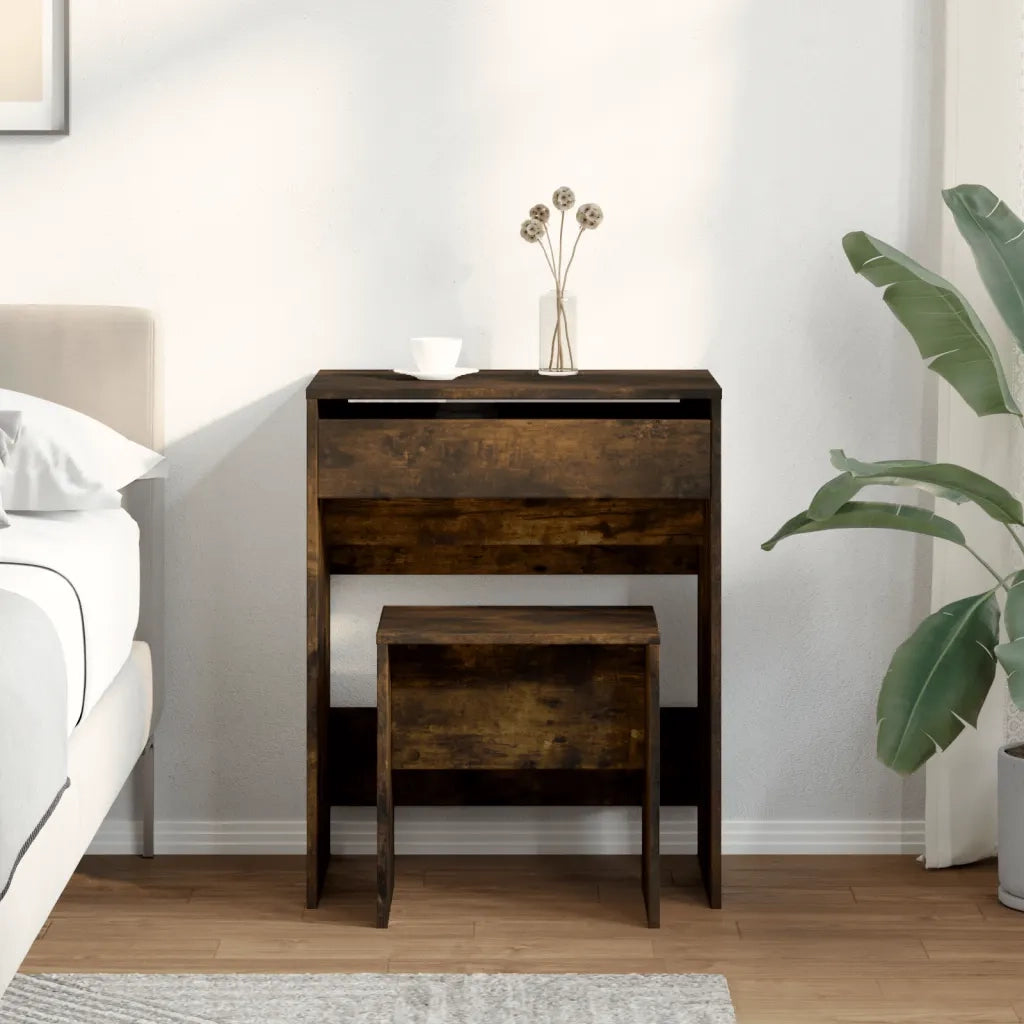 Toeletta e Sgabello Rovere Fumo 60x40x113,5 cm