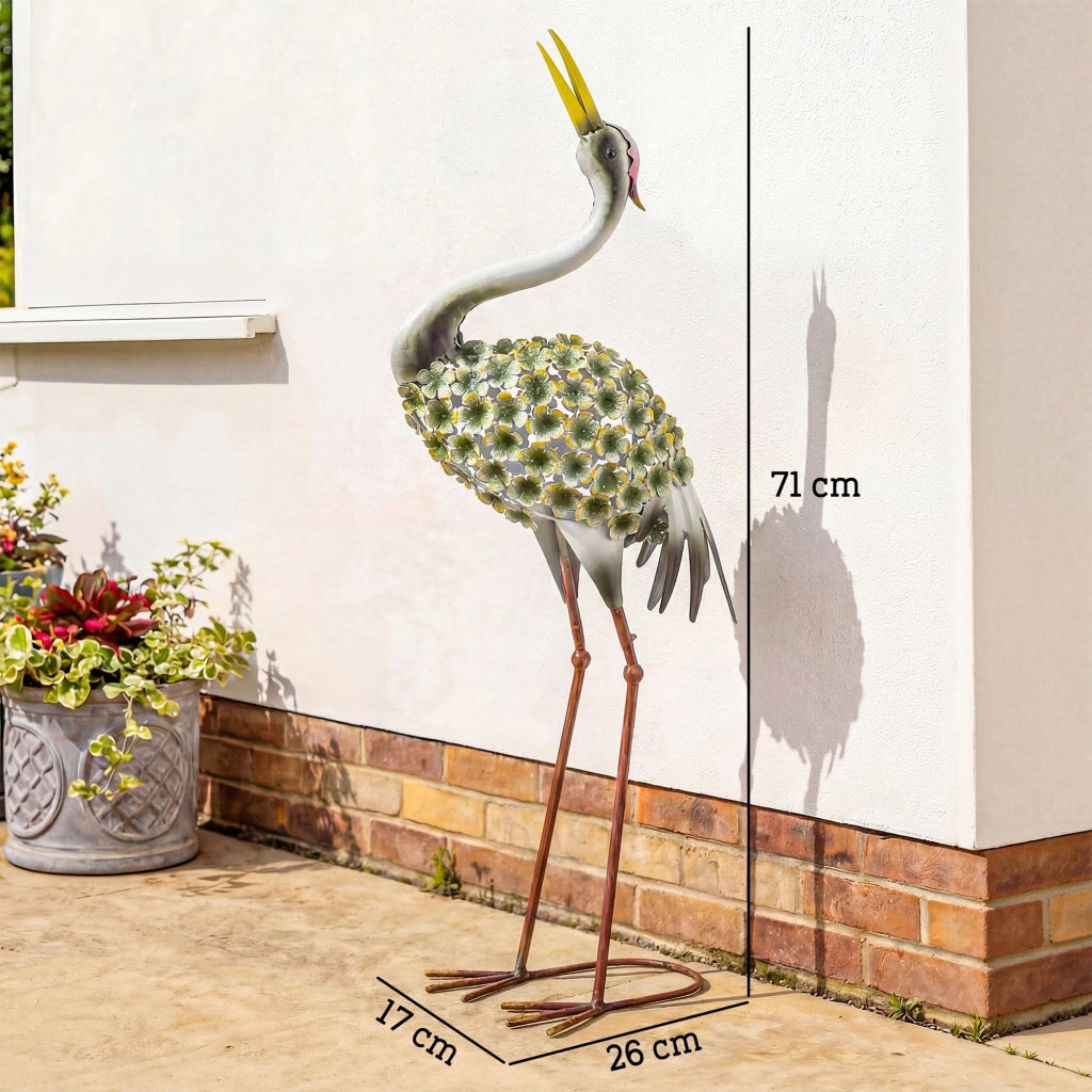 Statua Uccello Airone in Metallo per Giardino ¨C zephmum ¨C Verde 71 cm
