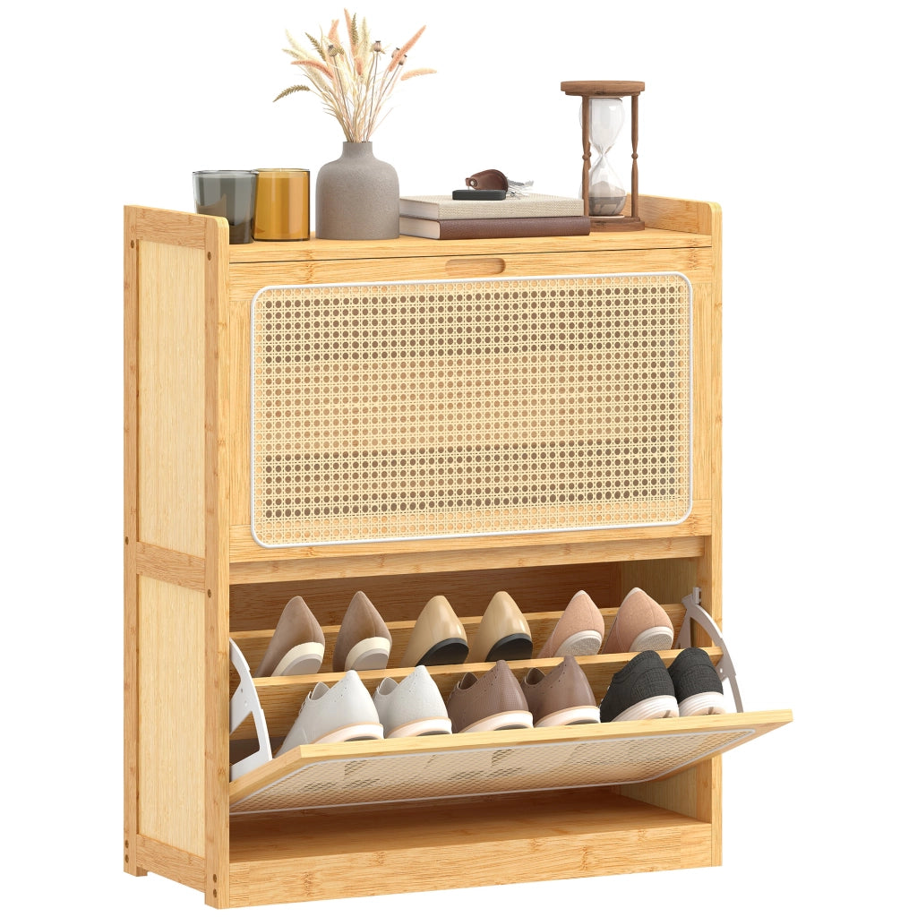 Scarpiera con 2 cassetti ¨C zephmum ¨C 69x29x83cm, legno naturale