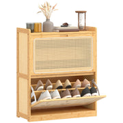 Scarpiera con 2 cassetti ¨C zephmum ¨C 69x29x83cm, legno naturale