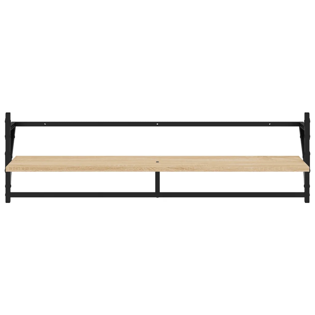 Set Mensole Parete con Aste 6pz-Ripiani-Scaffale Rovere Sonoma Legno Multistrato 174209