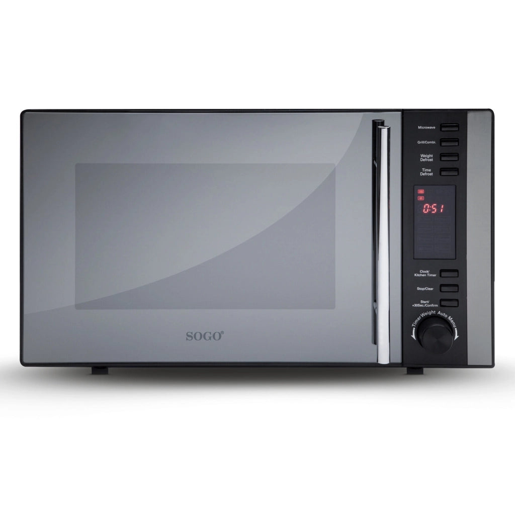 SOGO Forno a Microonde Digitale 25L con Grill 1000W - Specchio, Timer 95min, Scongelamento, Cottura Rapida, Combi-Grill, 5 Livelli