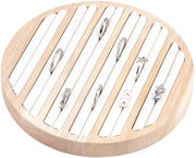 Display Tray per Gioielli in Legno con 6 Scomparti e Inserzione in Pelle Bianca - 15 x 1.8cm