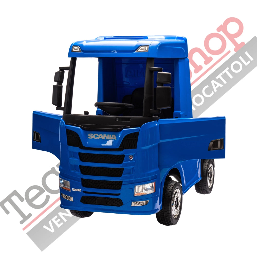 Camion Elettrico Per Bambini  Scania 24V Porte Apribili-Blu