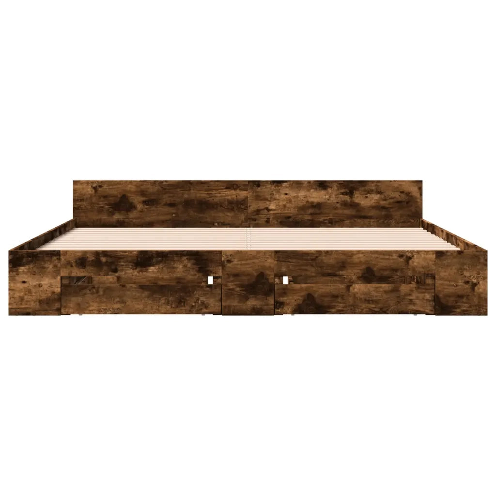Giroletto con Cassetti Rovere Fumo 200x200 cm Legno Multistrato 3280724