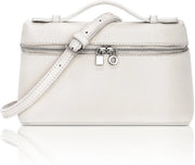 Borsa a Mano Bianca, Piccola Borsa Quadrata in Pelle con Cinturino Rimovibile, Borsa a Tracolla Elegante con Maniglione, Mini Clutch con Cerniera per Matrimonio, 20x12x6CM