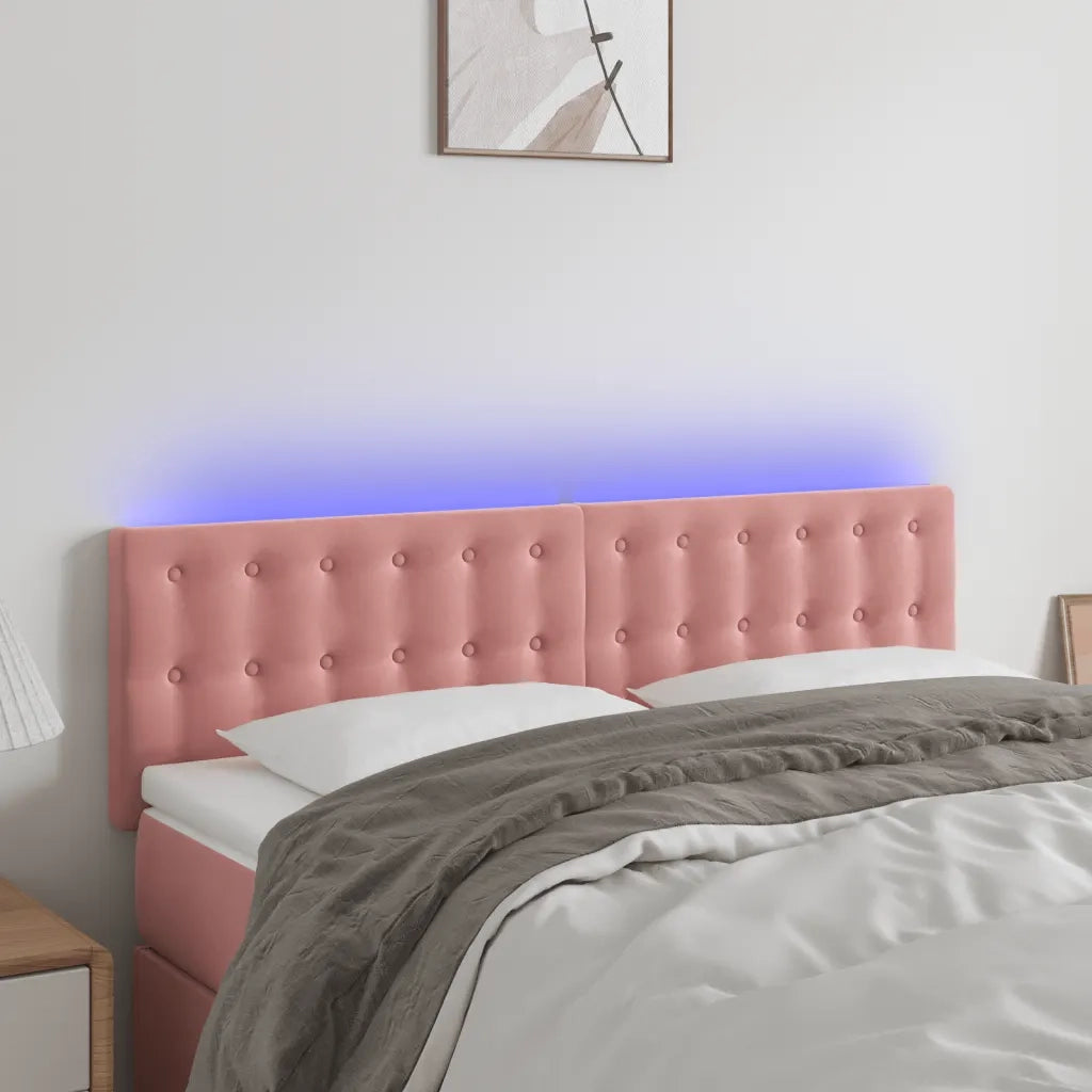 Testiera a LED-Testata con LED Rosa 144x5x78/88 cm in Velluto 145630