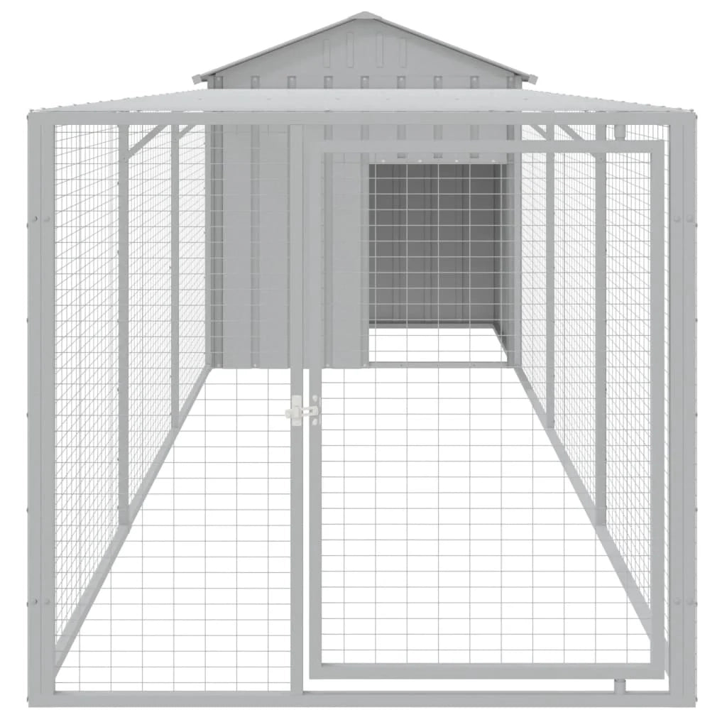 Recinto per pollaio con gabbia per galline con recinto luminoso 117 x 405 x 123 cm acciaio zincato grigio 02_0043959