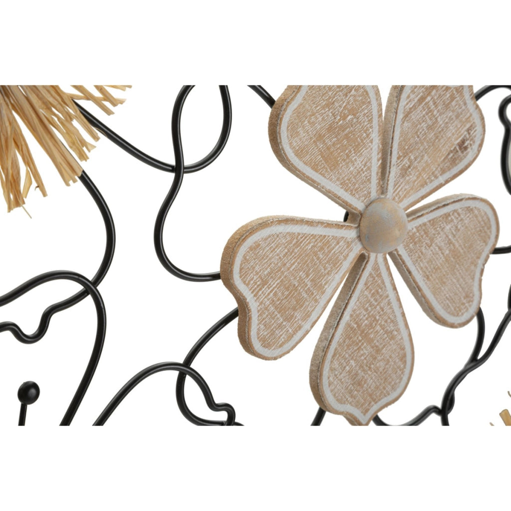 Decorazione in Metallo 3D Fiori 53, Marrone, Metallo, 75x3,5x42 cm