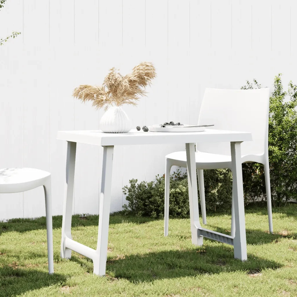 Tavolino da Giardino | Tavolo da Campeggio Bianco 79x56x64cm in PP Aspetto in Legno