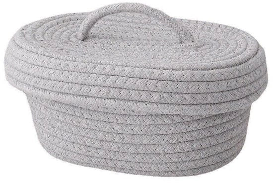 Cassa di stoccaggio con coperchio - Corda di cotone manuale - Sostenibile e leggero - Cassa di stoccaggio multifunzionale - Idrorepellente - Disegno elegante a intreccio