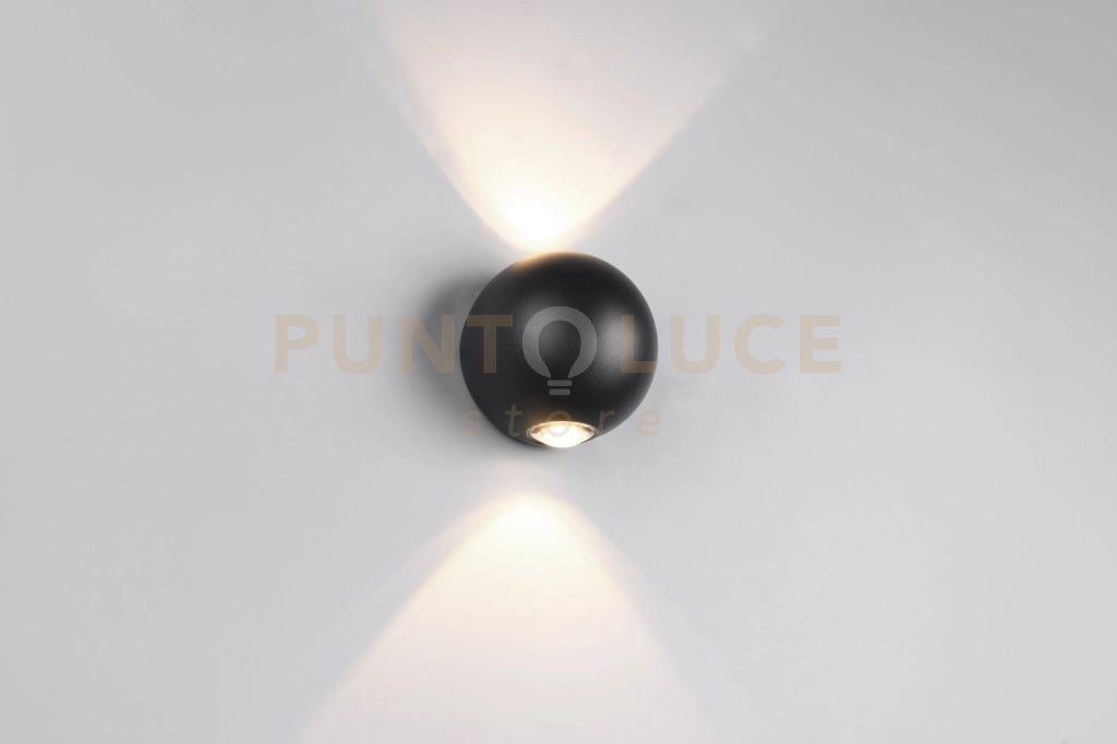 AVISIO APPLIQUE DA ESTERNO LED 4W 500lm, 3000K SFERA BI-EMISSIONE NERA IP54 D.10,5CM