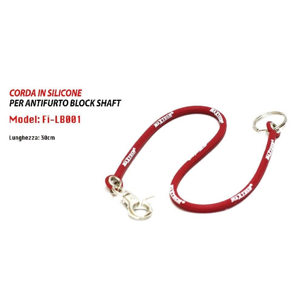 Trade Shop - Portachiavi Block Shaft Auto Corda Silicone Antifurto Bloccasterzo Filb001 Rosso -