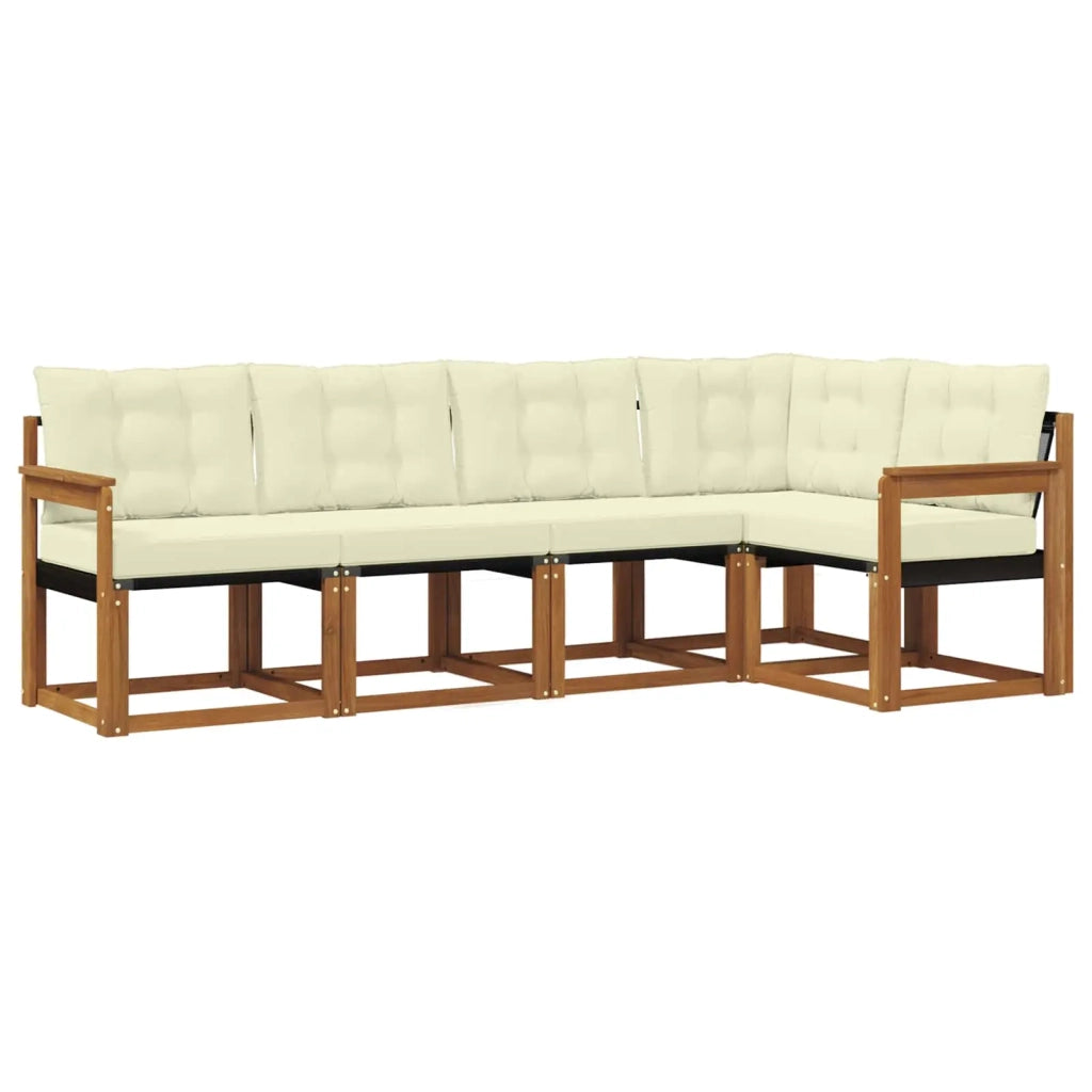 Set di divani da esterno con cuscino 5 pcs Naturale e Crema