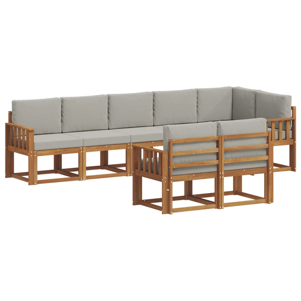 Set di divani da esterno 8 pcs Grigio Naturale e Chiaro