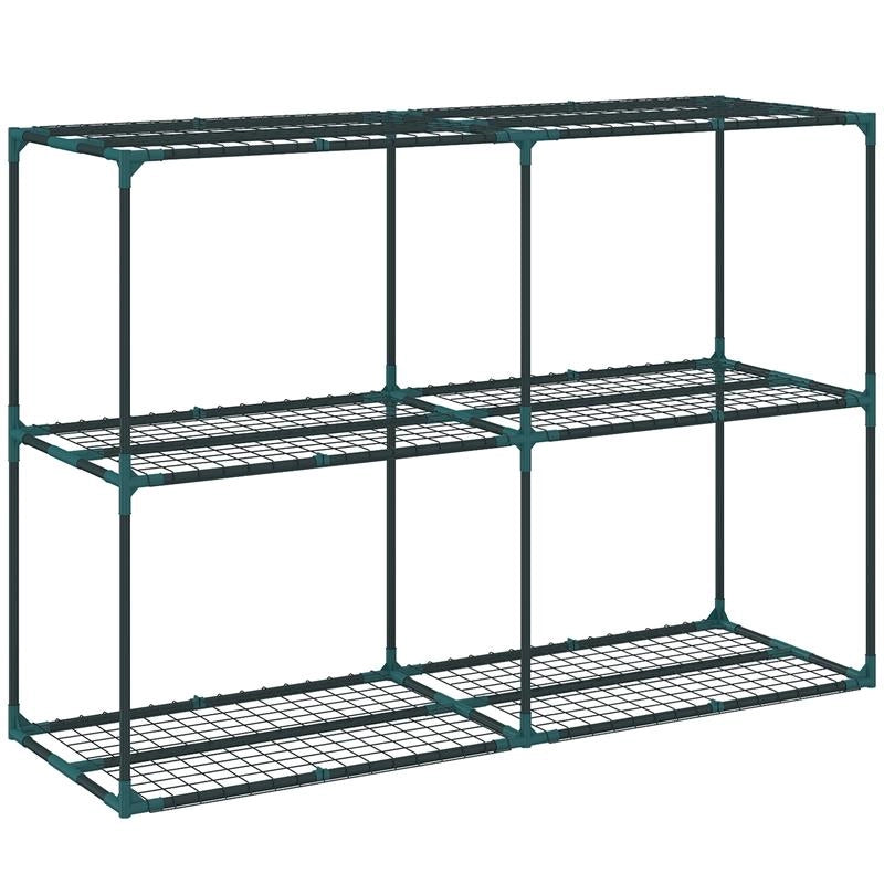 PORTAPIANTE A 3 LIVELLI APERTI IN ACCIAIO E PLASTICA, 143X48X100 CM, VERDE SCURO