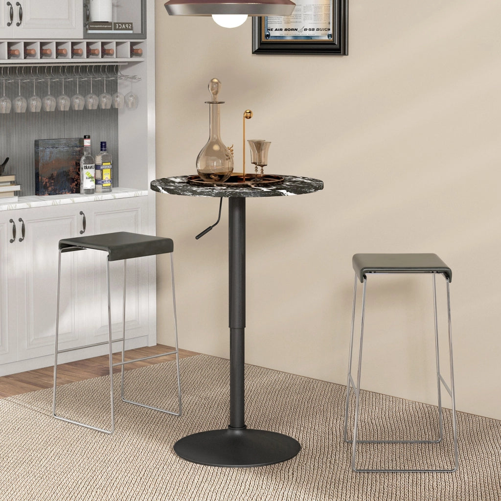 Tavolino bar ¨C zephmum ¨C Nero, Marmo effetto, 60x60x68-93.5 cm