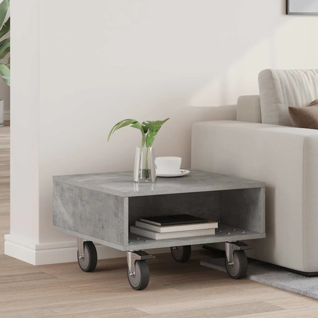 Tavolino con Ruote Grigio cemento 50,5 x 50 x 30 cm 891027