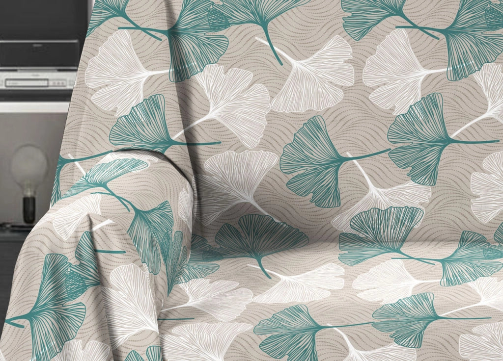 Telo Arredo Granfoulard Copritutto Salvadivano 100% Cotone Dis. Ginko - Matrimoniale - Verde