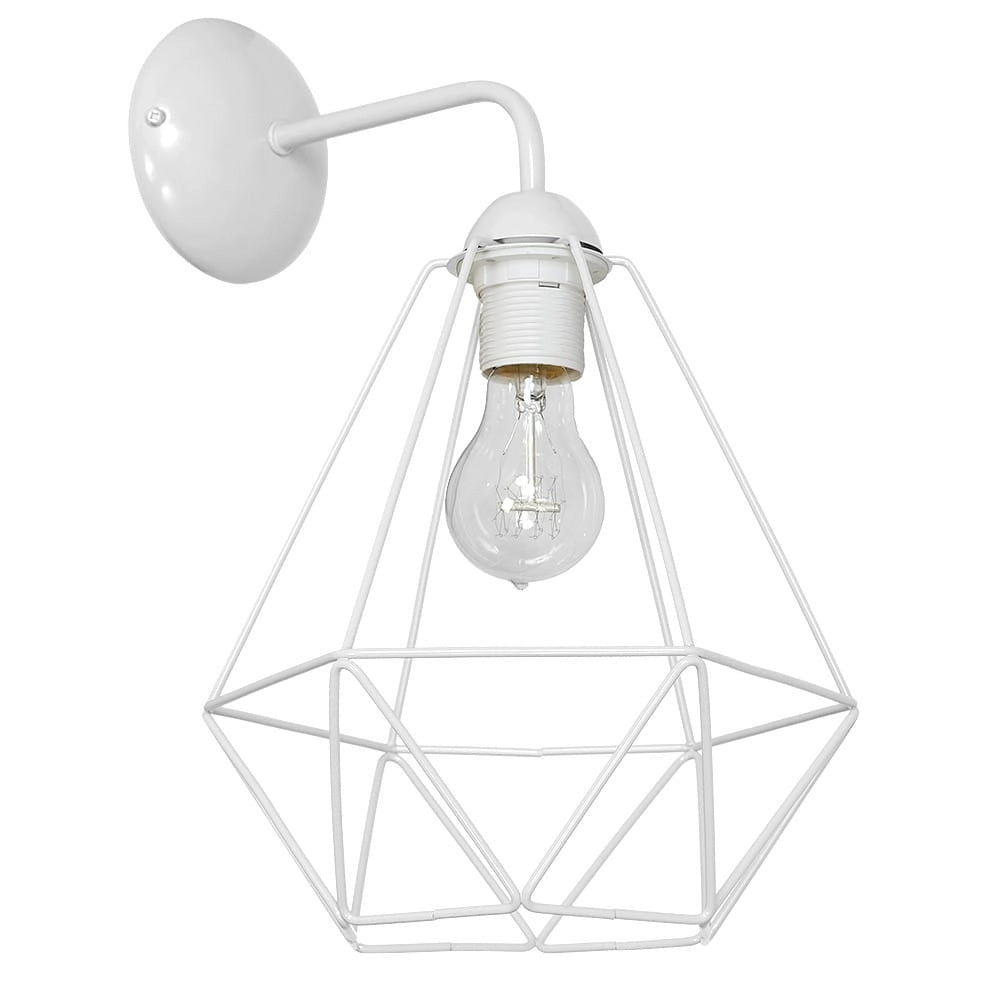 Applique 1 luce Basket bianca E27 60W in metallo Milagro